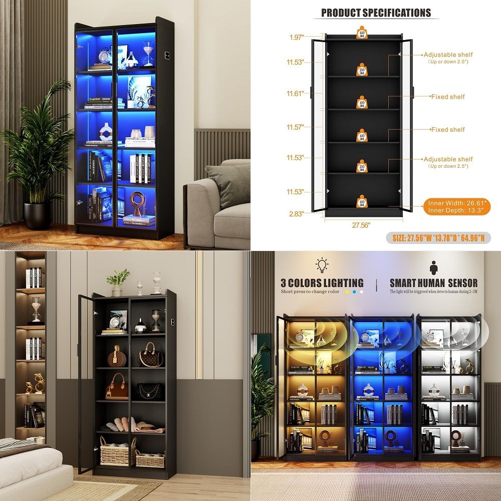 Collectible Collection - Display Cabinet with Adjustable Shelves, 65