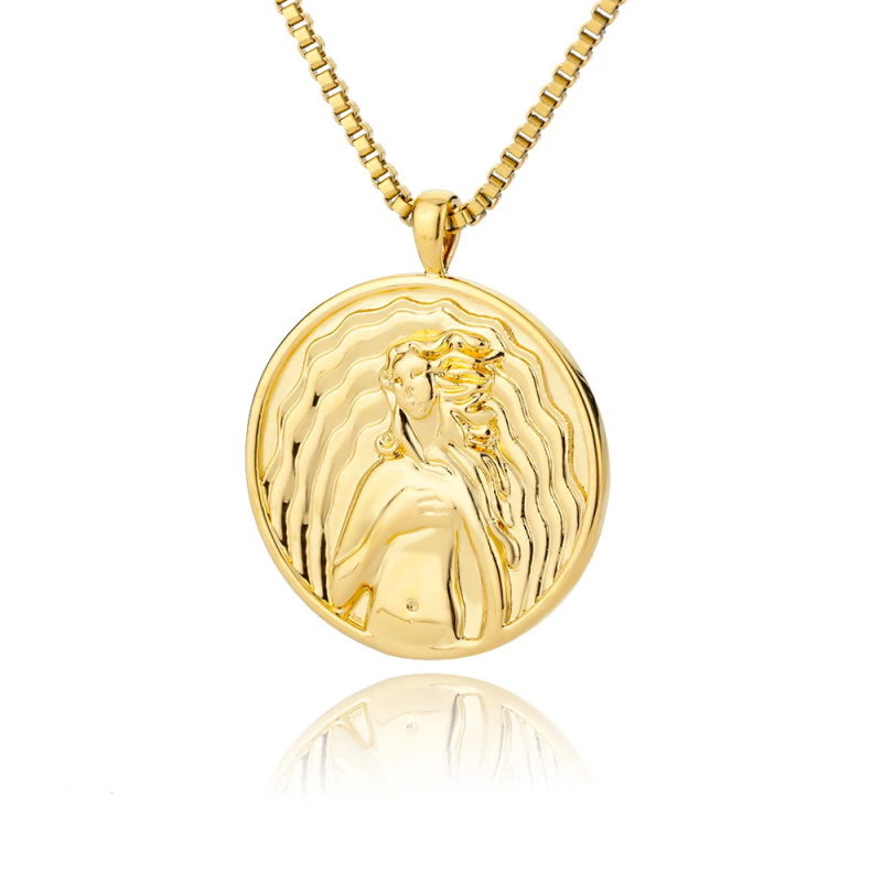 Vintage Collectible Coins - Aesthetic Athena Goddess Coin Necklace For
