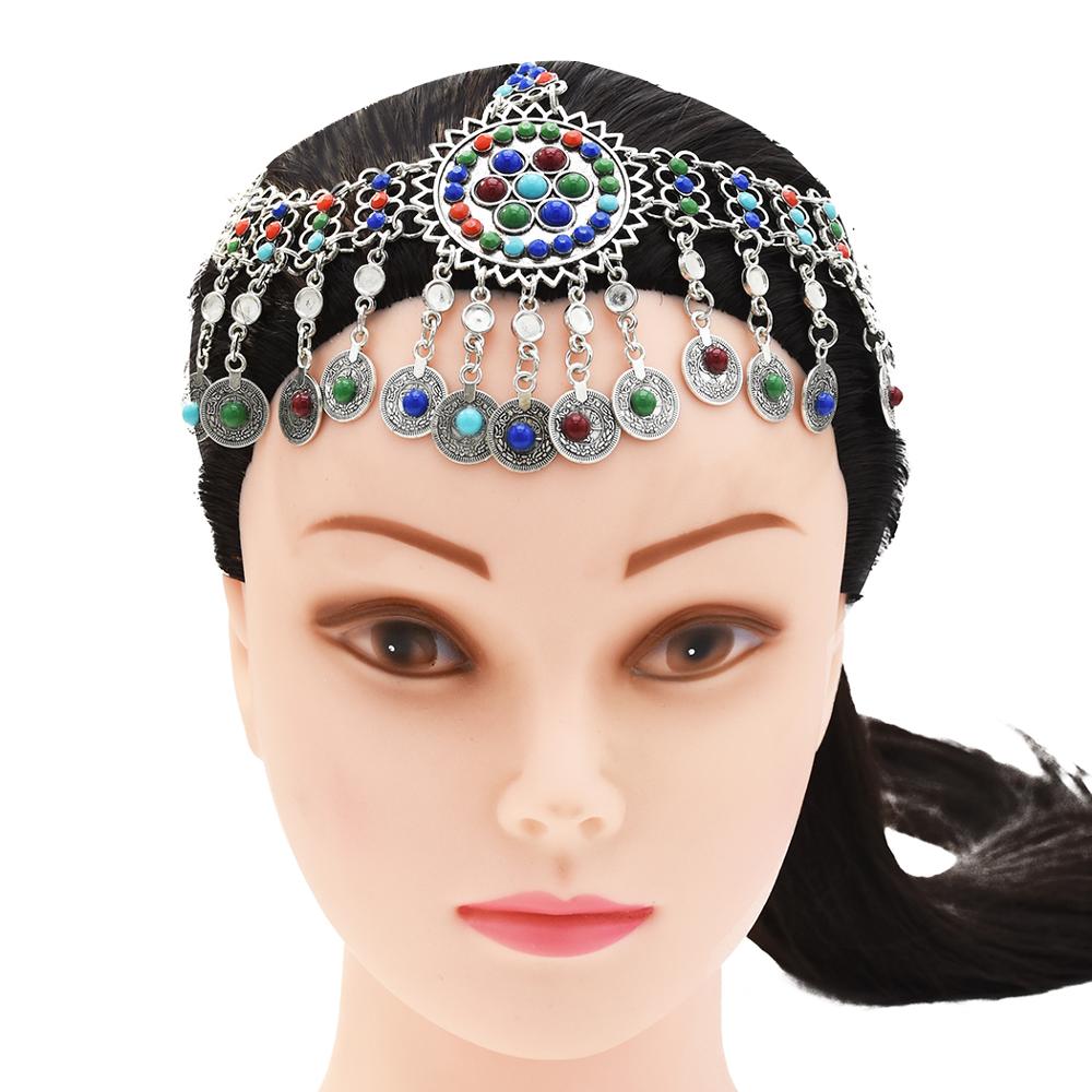 Vintage Collectible Coins - Pakistan Ethnic Colorful Bead Coin Headpiece
