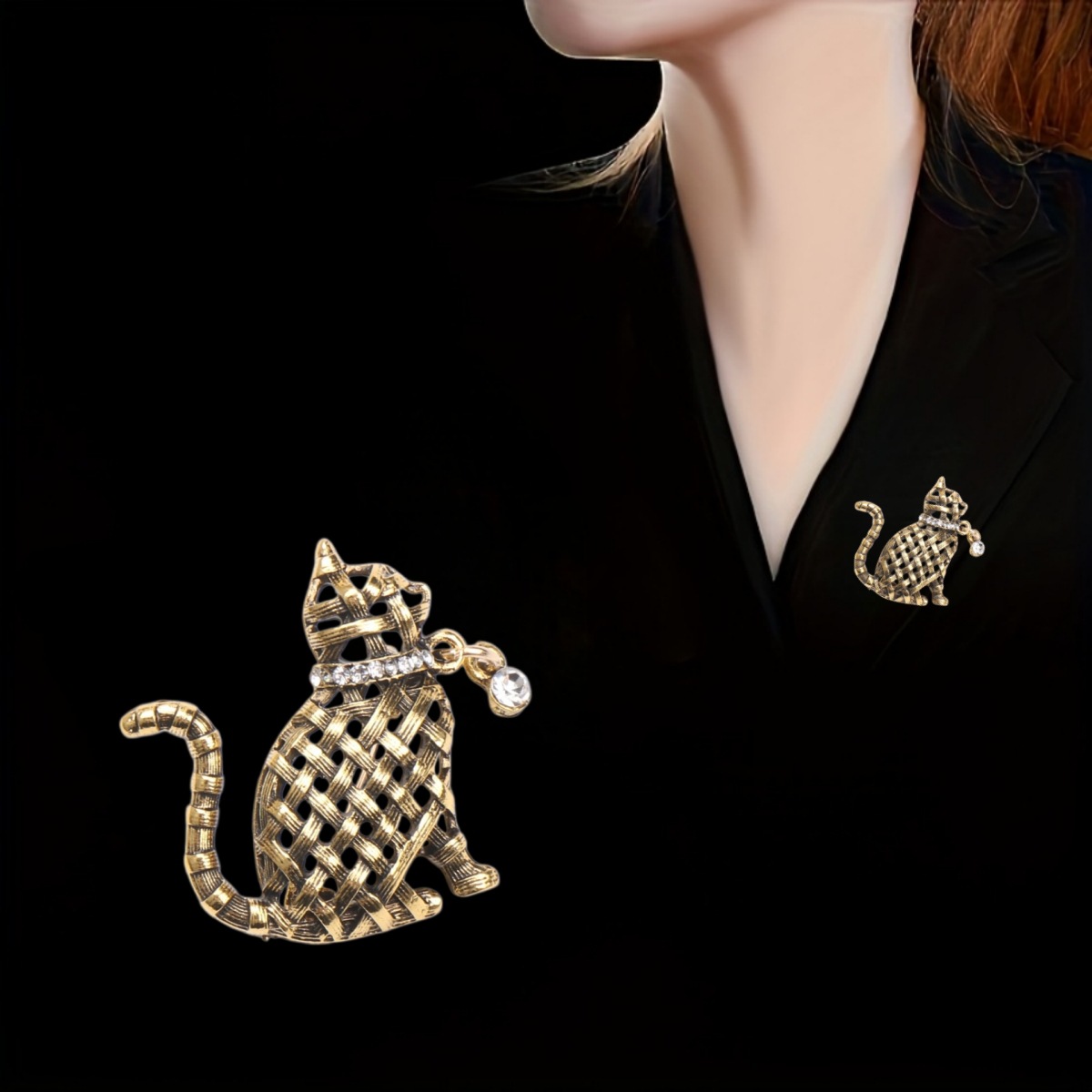 Ornate Woven Cat Brooch Collec - Collectible Vintage Brooches recension och pris