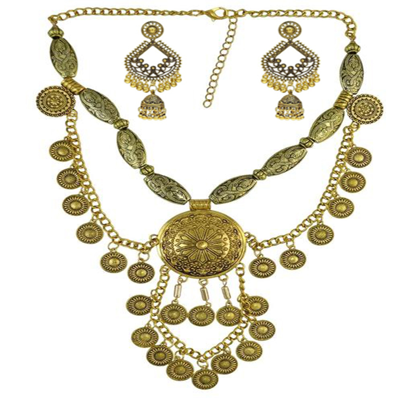 Boho Ethnic Big Choker Necklac - Vintage Collectible Coins recension och pris